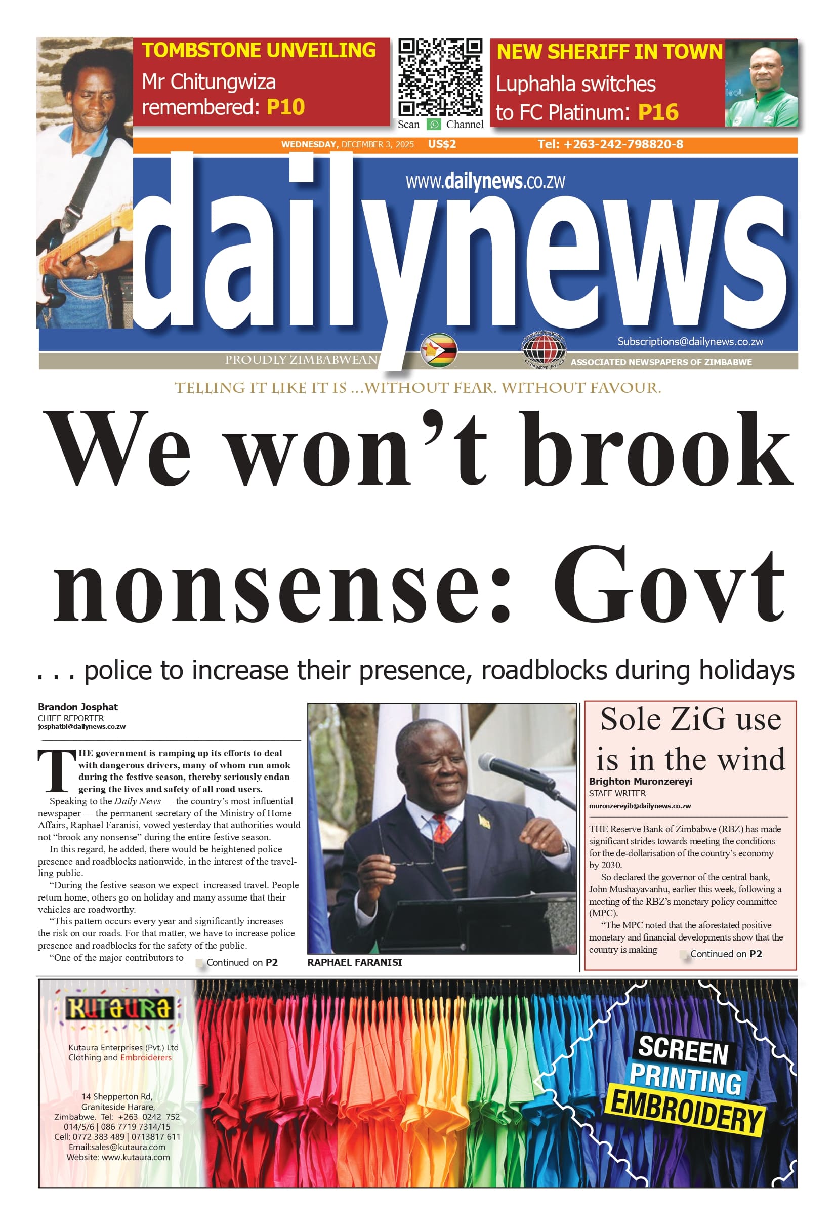 Wednesday 3 December 2025